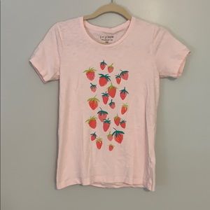 JCrew Pink Strawberries Graphic Tee XS